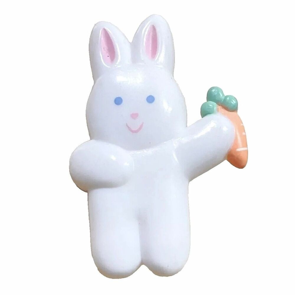 Hallmark Rabbit Pin Brooch White Bunny Carrot Easter Spring Jewelry Cute Vintage